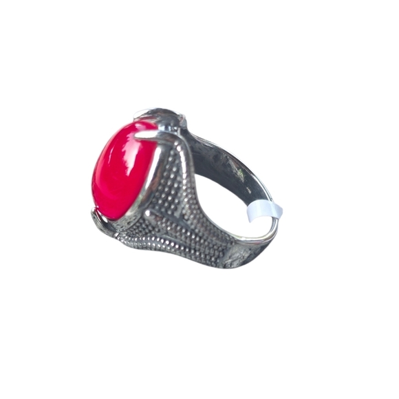 Other - New Stainless Steel Men's Ring With Red Stone Size 11